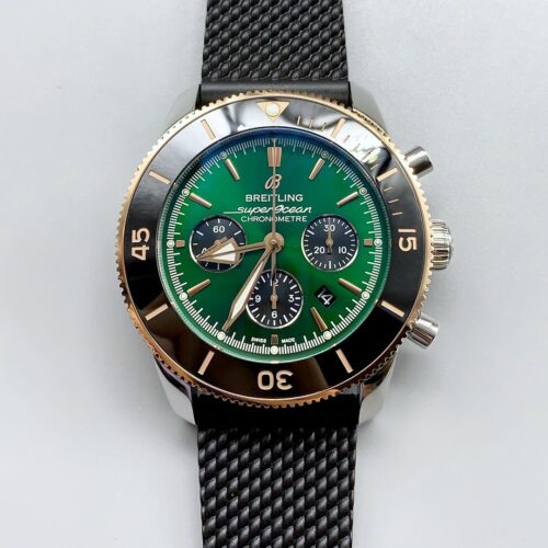 Breitling Superocean Culture Chronograph Men’s Watch with Green Dial and Leather Strap(1:1 Super Clone)
