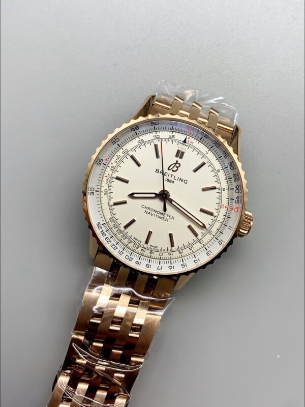 Breitling Navitimer, white dial, rose gold bracelet, model R17329F41G1R1 (1:1 Super Clone)