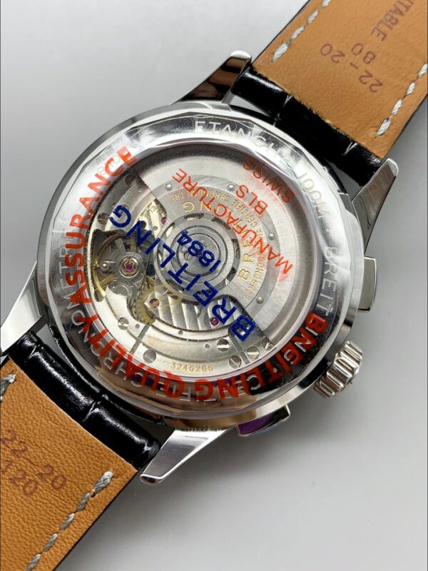 Breitling Premier B01 Chronograph Men’s Watch, Silver Panda Dial, Leather Strap(1:1 Super Clone)