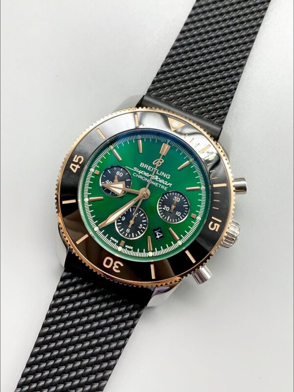 Breitling Superocean Culture Chronograph Men’s Watch with Green Dial and Leather Strap(1:1 Super Clone)