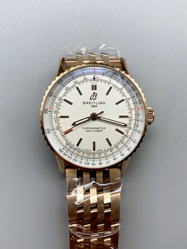 Breitling Navitimer, white dial, rose gold bracelet, model R17329F41G1R1 (1:1 Super Clone)