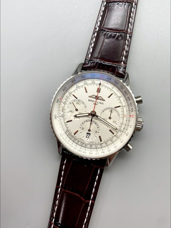 Breitling Navitimer B01 Chronograph 43 White Dial – 904L Steel Casing (1;1Super Clone)