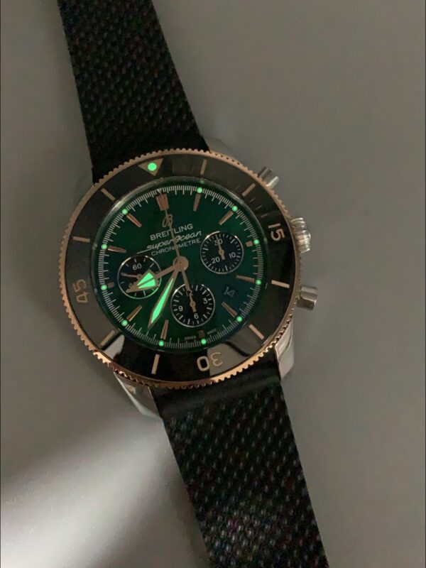 Breitling Superocean Culture Chronograph Men’s Watch with Green Dial and Leather Strap(1:1 Super Clone)