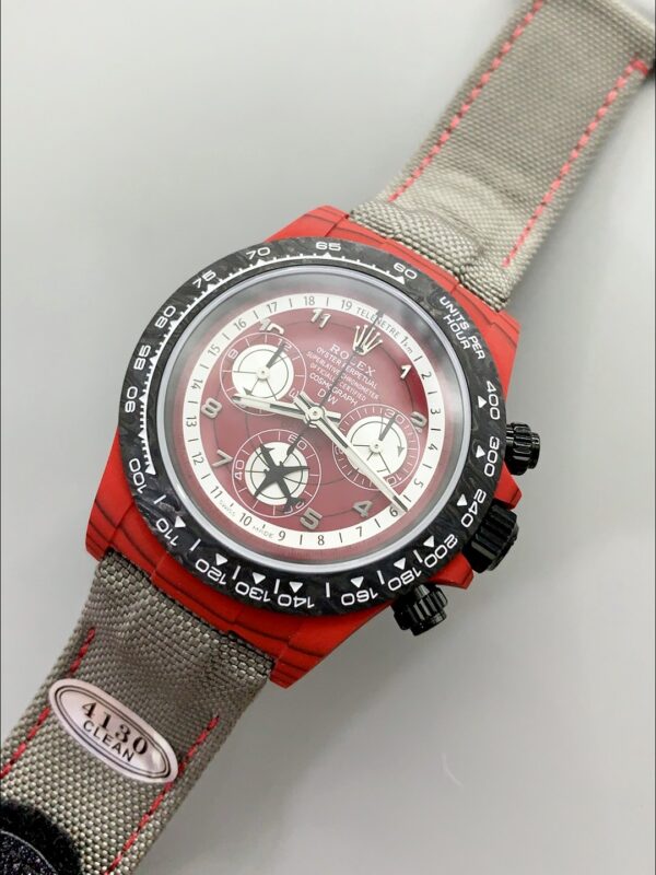 Rolex Daytona Edition Watch in Red Dial Red Carbon Casing (1:1 Super Clone)