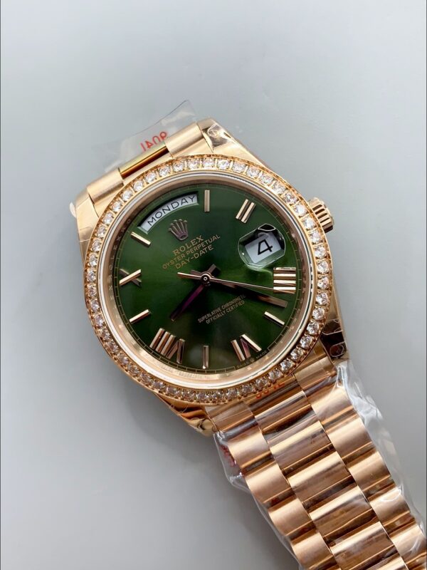 Rolex Day Date Presidential 18K Rose Gold Watch 40MM – Olive Green Dial(1:1Super Clone)