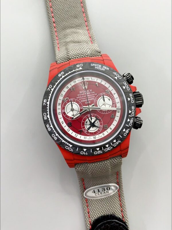 Rolex Daytona Edition Watch in Red Dial Red Carbon Casing (1:1 Super Clone)