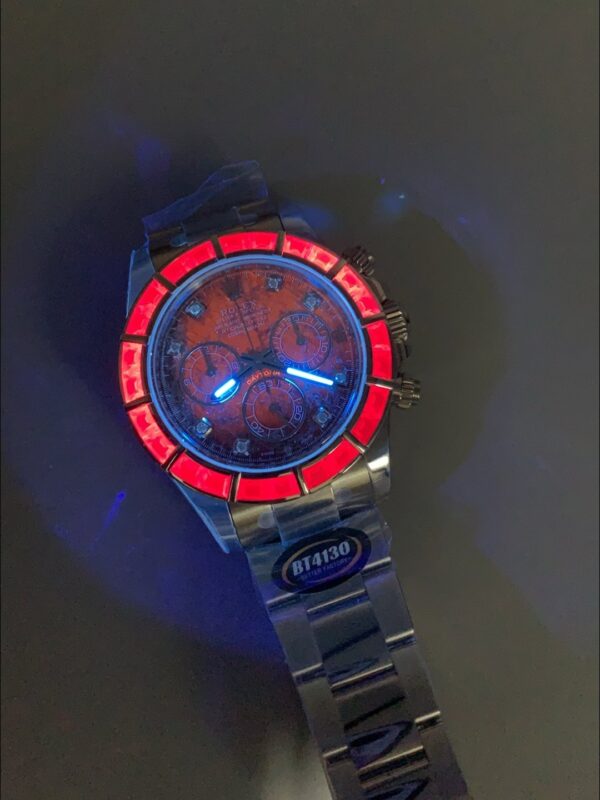 Rolex Daytona Red Diamond Bezel Ruby Dial Stainless Steel Bracelet Chronograph 1:1 Superclone