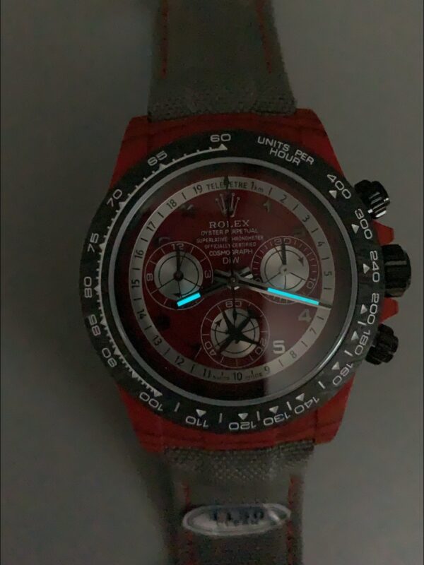 Rolex Daytona Edition Watch in Red Dial Red Carbon Casing (1:1 Super Clone)