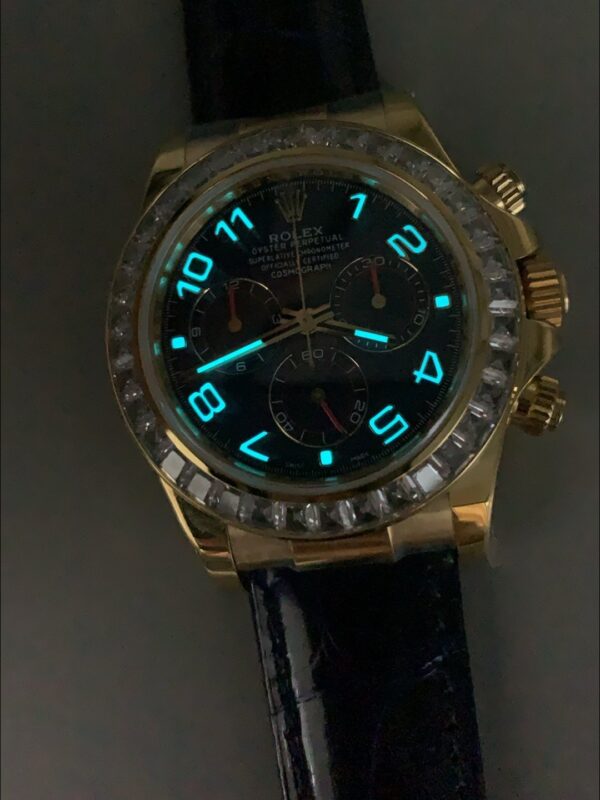 Rolex Daytona Blue Dial Diamond Bezel Gold Case Blue Leather Strap Chronograph 1:1 Superclone