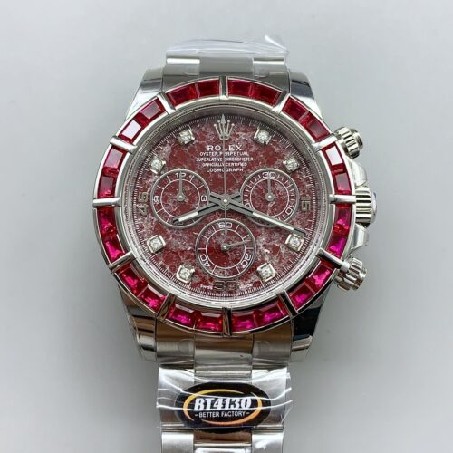 Rolex Daytona Red Diamond Bezel Ruby Dial Stainless Steel Bracelet Chronograph 1:1 Superclone
