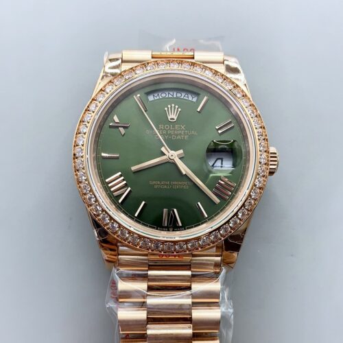Rolex Day Date Presidential 18K Rose Gold Watch 40MM – Olive Green Dial(1:1Super Clone)