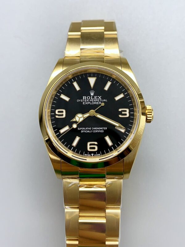 Rolex Explorer I Black Dial – Yellow Gold Steel in 3230 Movement(1:1Super Clone)