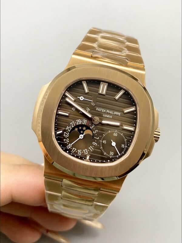 Patek Philippe Nautilus 5712/R Brown Dial Gold Strap(1:1Super Clone)
