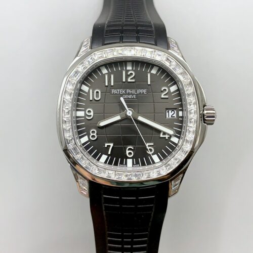 Patek Philippe Aquanaut Black Dial Diamond Bezel Rubber Strap 1:1 Superclone