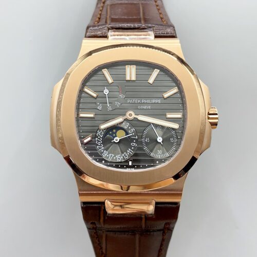 Patek Philippe Nautilus 5712/R Grey Dial Leather Strap(1:1Super Clone)