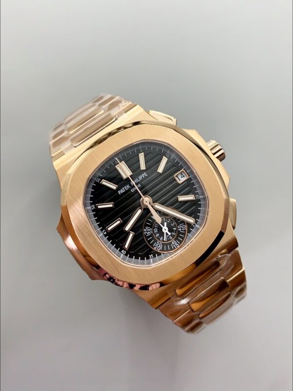 Patek Philippe Nautilus 5980/R Rose Gold 904L Steel Case in Black Dial (1:1Super Clone)