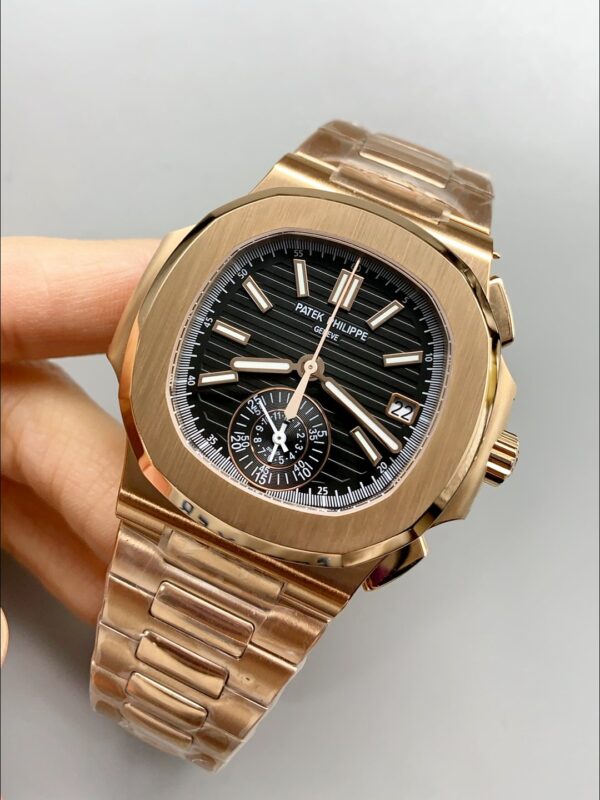 Patek Philippe Nautilus 5980/R Rose Gold 904L Steel Case in Black Dial(1:1 Super Clone)