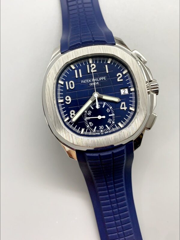 Patek Philippe Aquanaut 5968 Chronograph Steel Casing Blue Dial Watch(1:1 Super Clone)