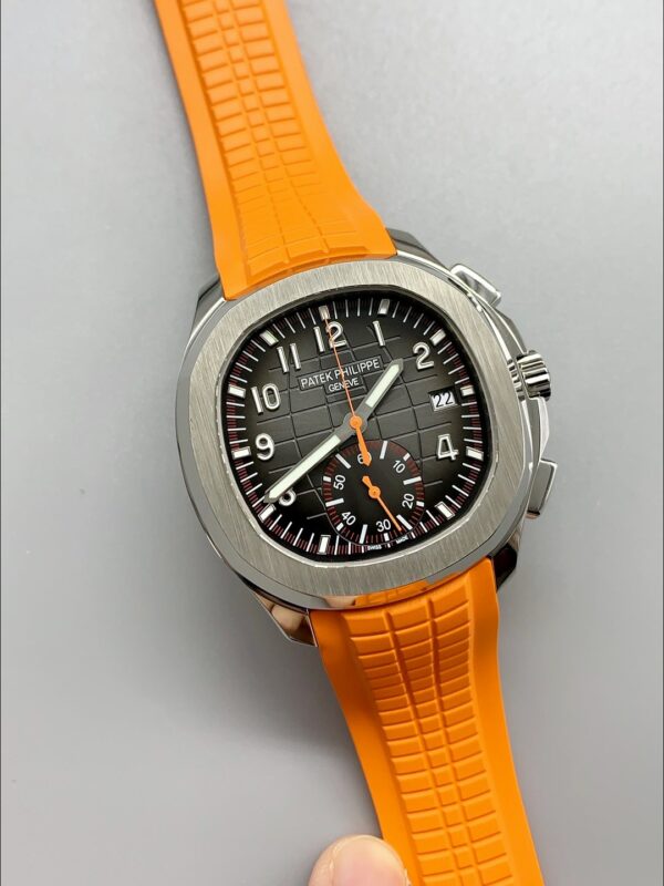 Patek Philippe Aquanaut 5968 Chronograph Steel Casing Orange Strap Watch(1:1 Super Clone)