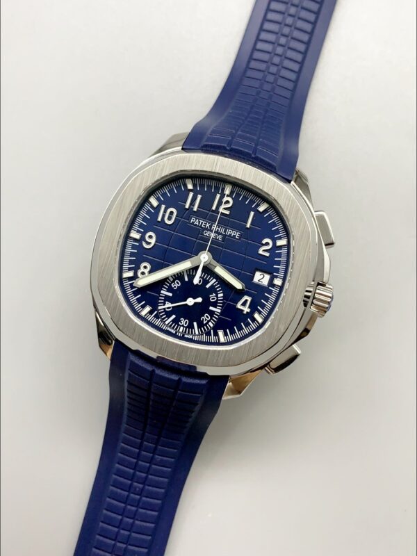 Patek Philippe Aquanaut 5968 Chronograph Steel Casing Blue Dial Watch(1:1 Super Clone)