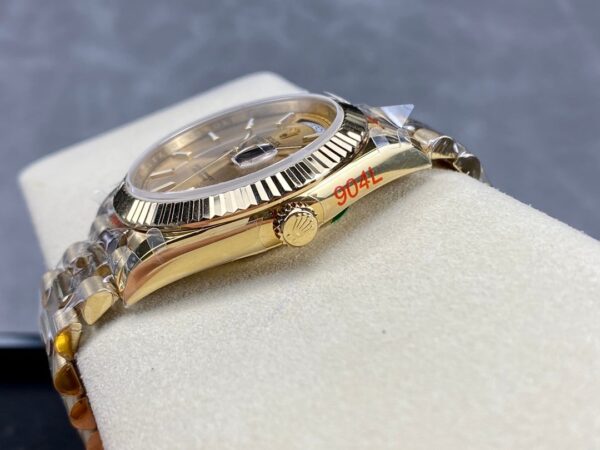 1:1 super clone Day Date Rolex Weekly Journal 18K Gold Plated counter weight